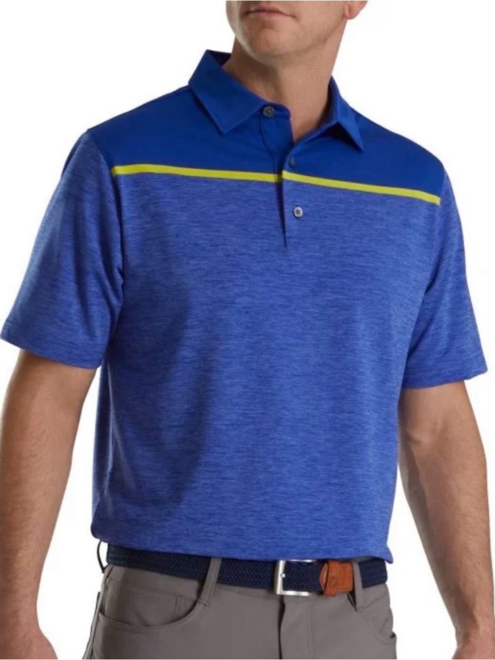 FootJoy Golf Polo Shirt NEW Mens Sz XXL Blue Spacedye Block Lisle Self Stretch